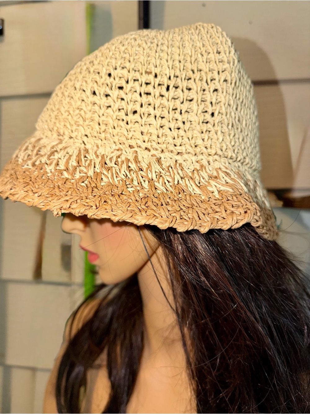 EUGENIA KIM Straw Two-Tone Crochet Bucket Hat - Picture 9 of 16